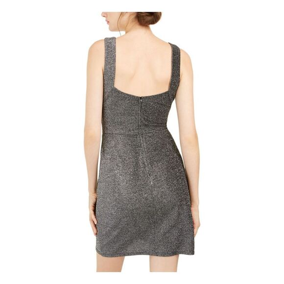 B DARLIN Womens Glitter Sleeveless Jewel Neck Mini Cocktail Sheath Dress - Picture 2 of 4